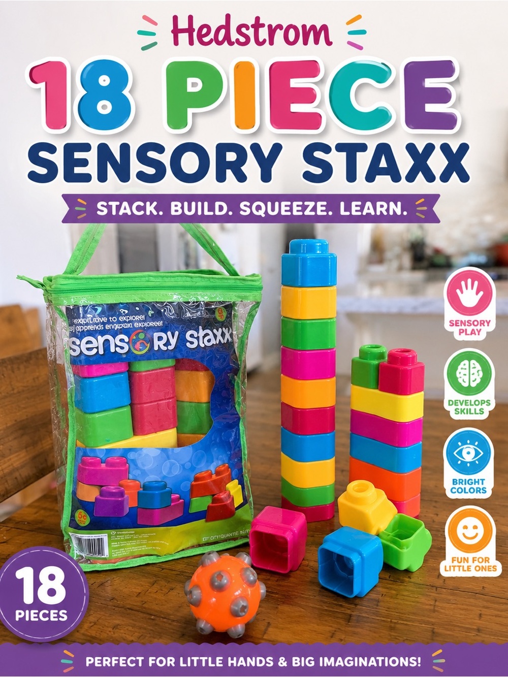 Hedstrom 18 piece Sensory Staxx
